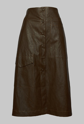 Pencil Eco Leather Skirt in Brown