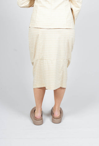 Pencil Skirt with Gathering Detail in Corn Check