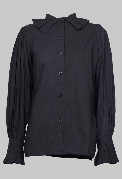 Petal Pleated Collar Shirt in Ink