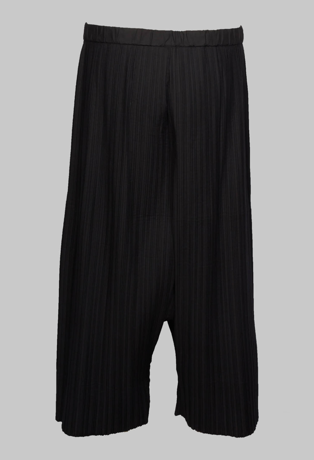 Pleated Drop Crotch Trousers in Black