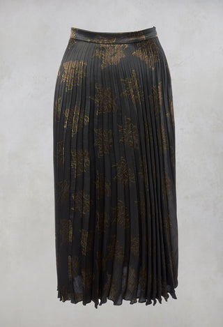 Pleated Midi Skirt in Grigio / Moro / Lime