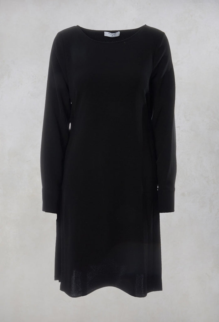 Pleated Shift Dress in Black