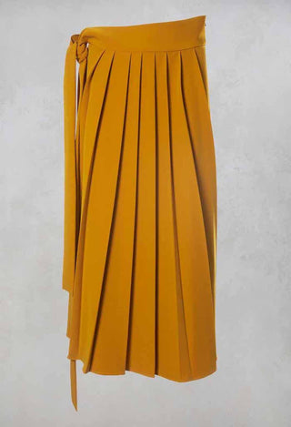 Pleated Skirt with Sash in Mustard