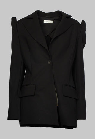 Pointed Shoulder Blazer in Black