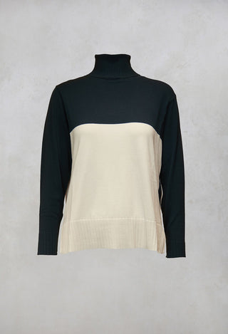Beatrice B polo neck in green and cream