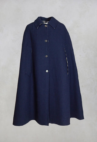 Poncho Coat in Blu Profondo