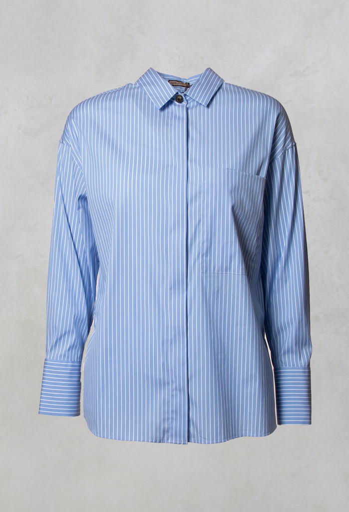 Poplin Shirt in Azzurro / Bianco