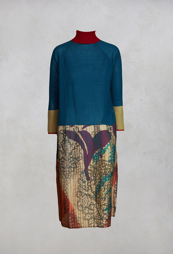 Poppy Turtle Neck Dress in Winter Rain Multicolor