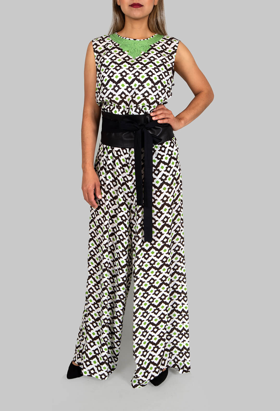 Printed Jumpsuit in Beige/Malva