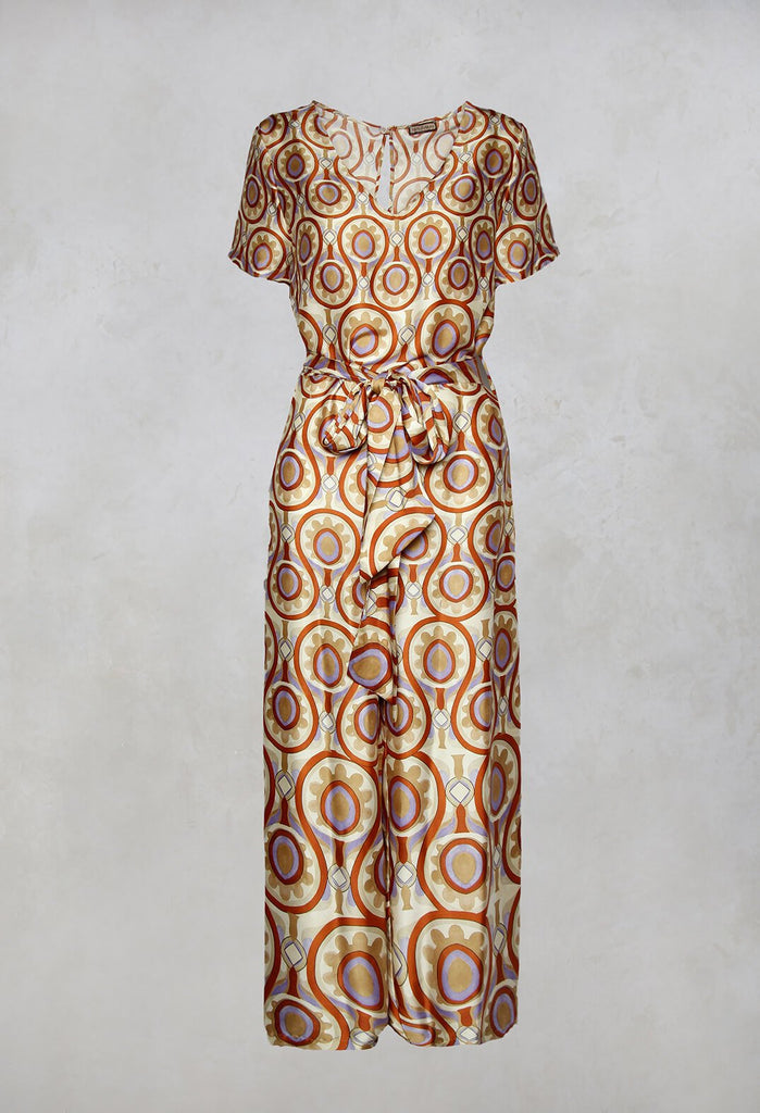 Printed Jumpsuit in Beige/Malva