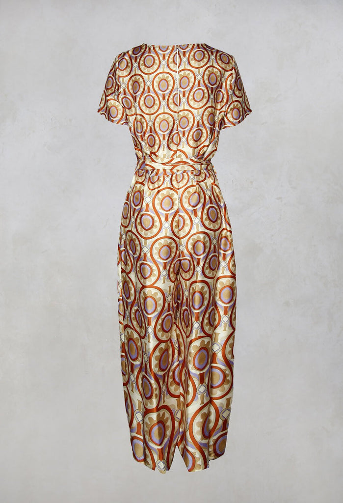 Printed Jumpsuit in Beige/Malva