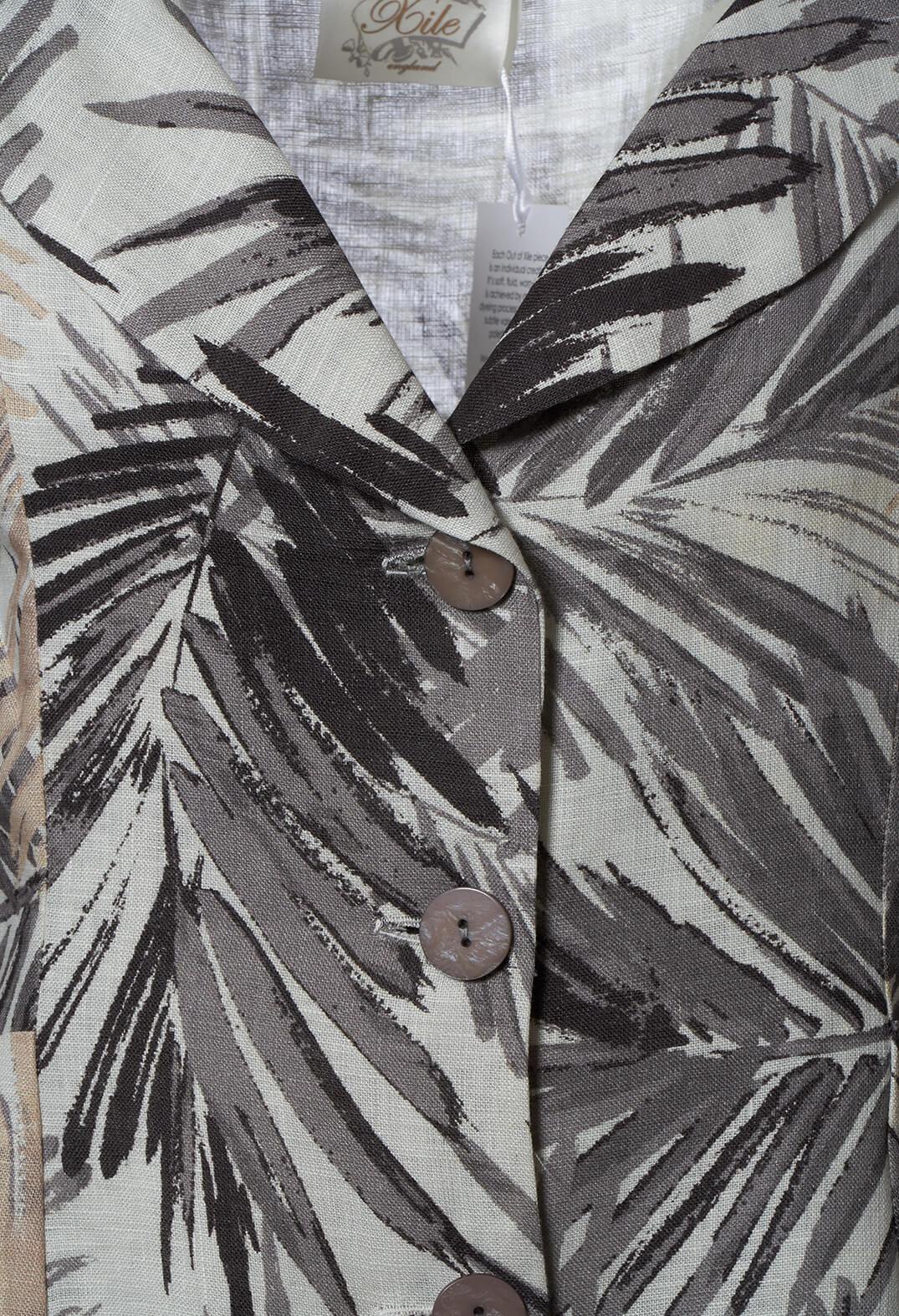 Printed Linen Jacket in Grey
