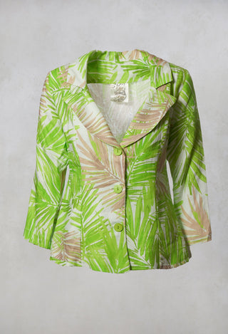 Printed Linen Jacket in Lime
