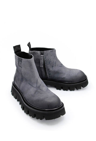 Printed Suede Ankle Boot in Anthra Print