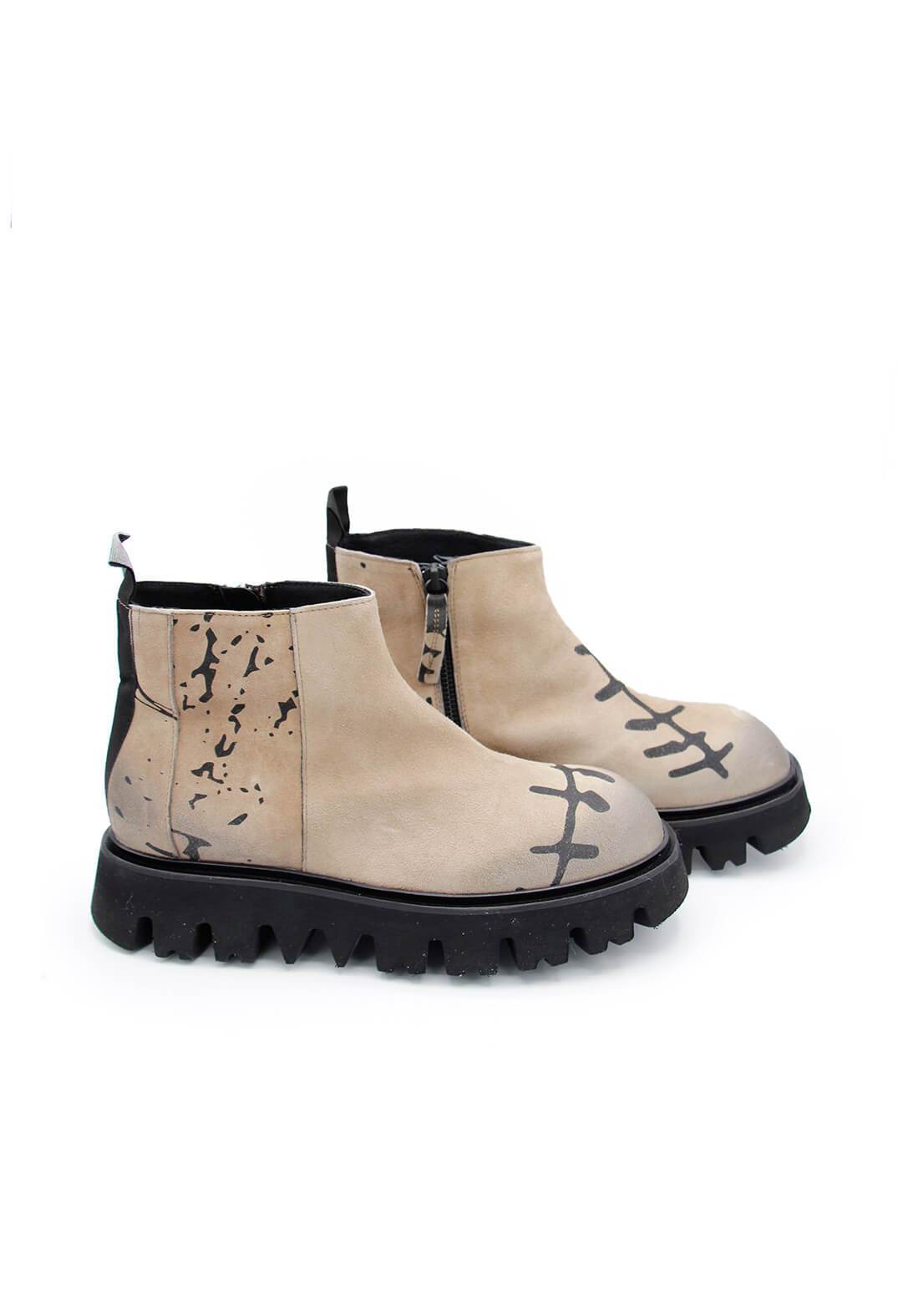 Printed Suede Ankle Boot in Walnut Print
