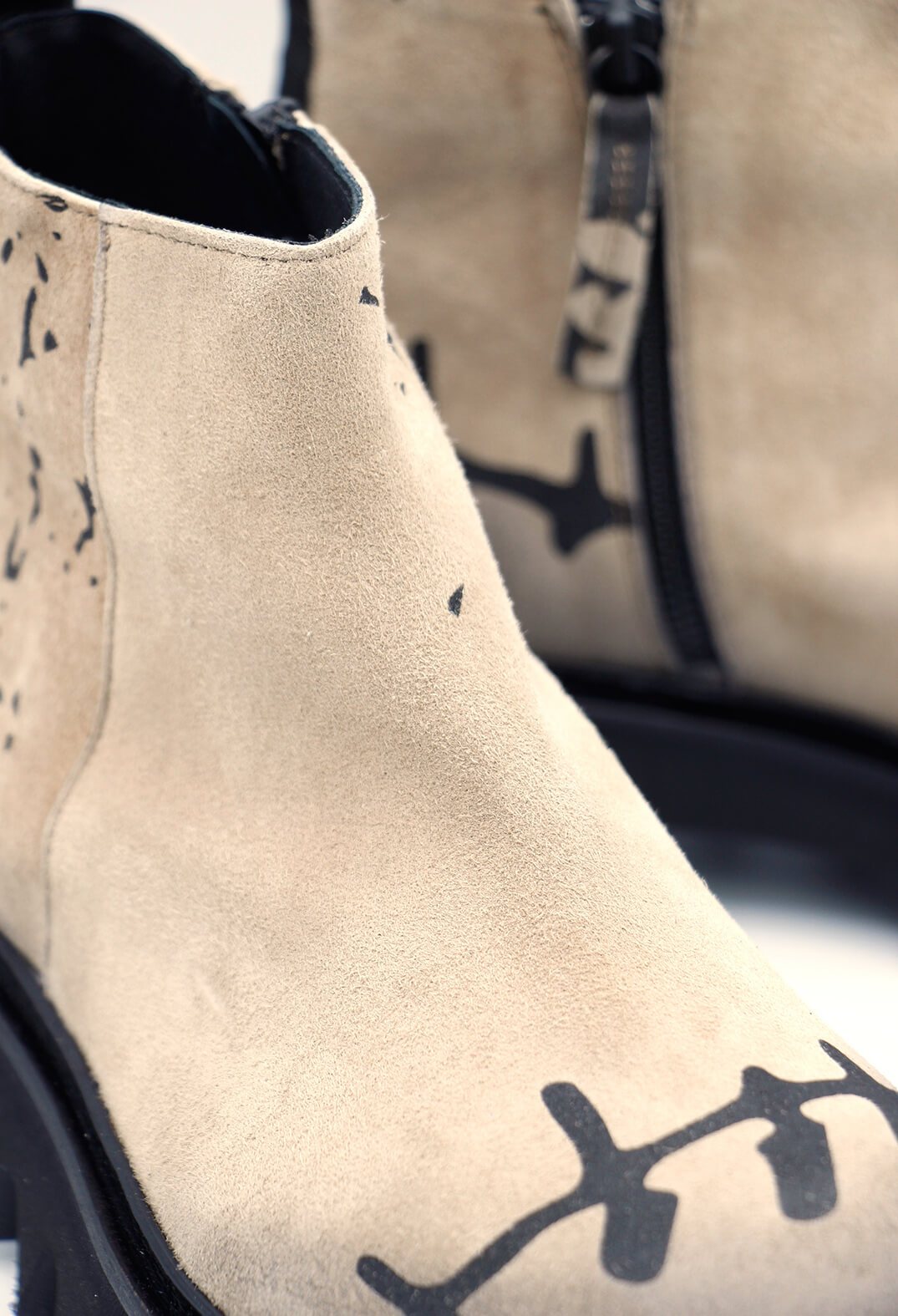 Printed Suede Ankle Boot in Walnut Print