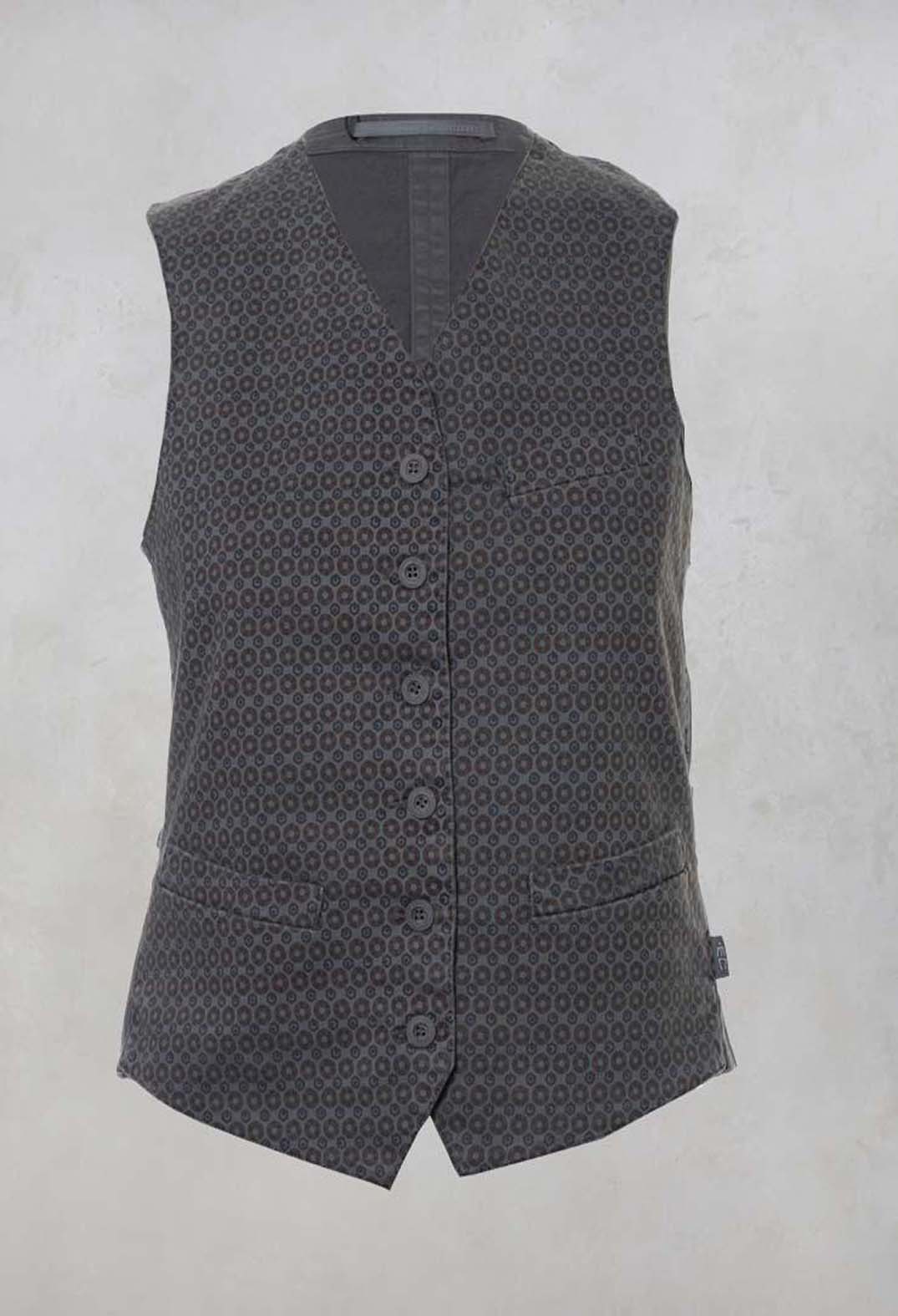 Printed Waistcoat in Anthra