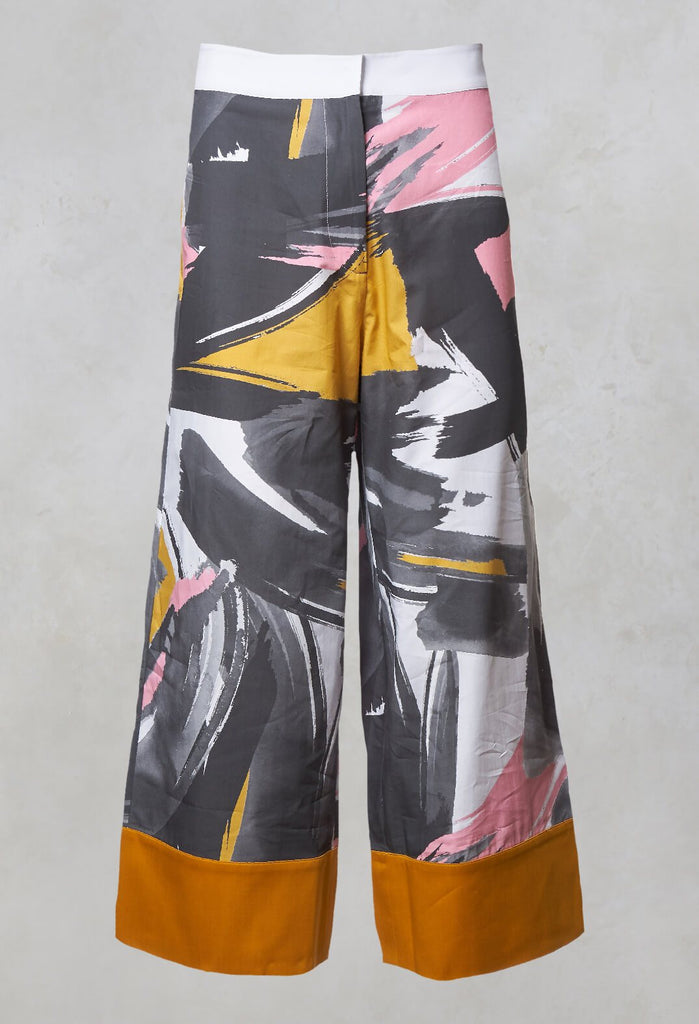 Printed Wide Leg Trousers in Haruna Devotion / Mustard