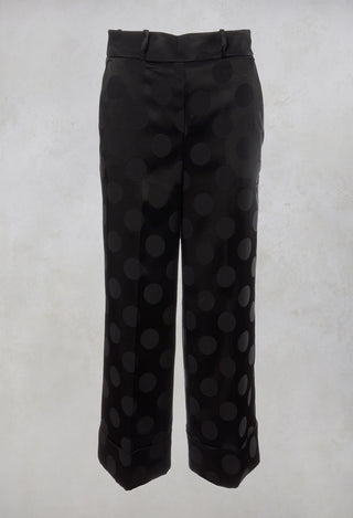 Printed Wide Leg Trousers in Nero