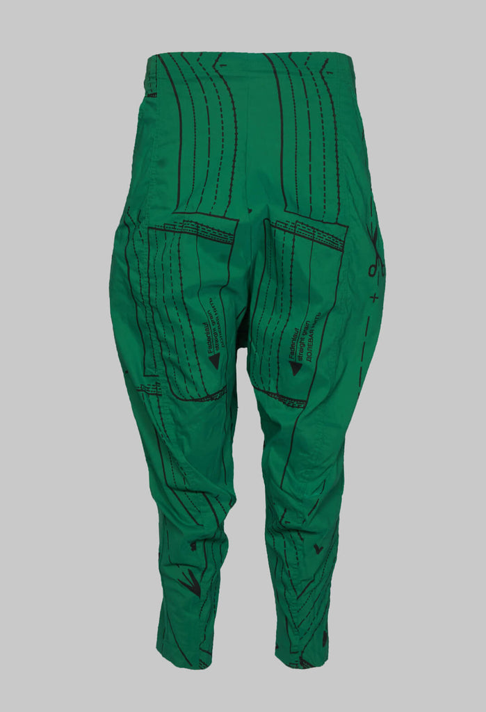 Pull On Drop Crotch Trousers in Apple Black Allover