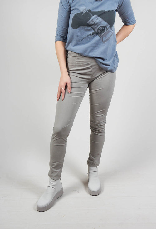 Pull On Slim Leg Trousers in Olive Check