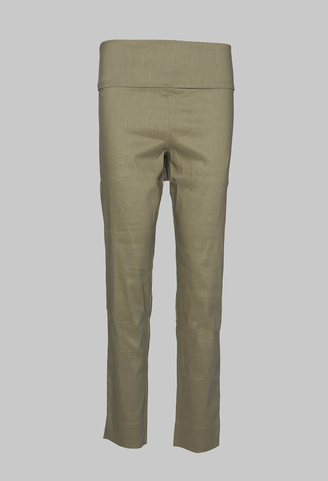 Pull on Trousers with Folded Waistband in Green