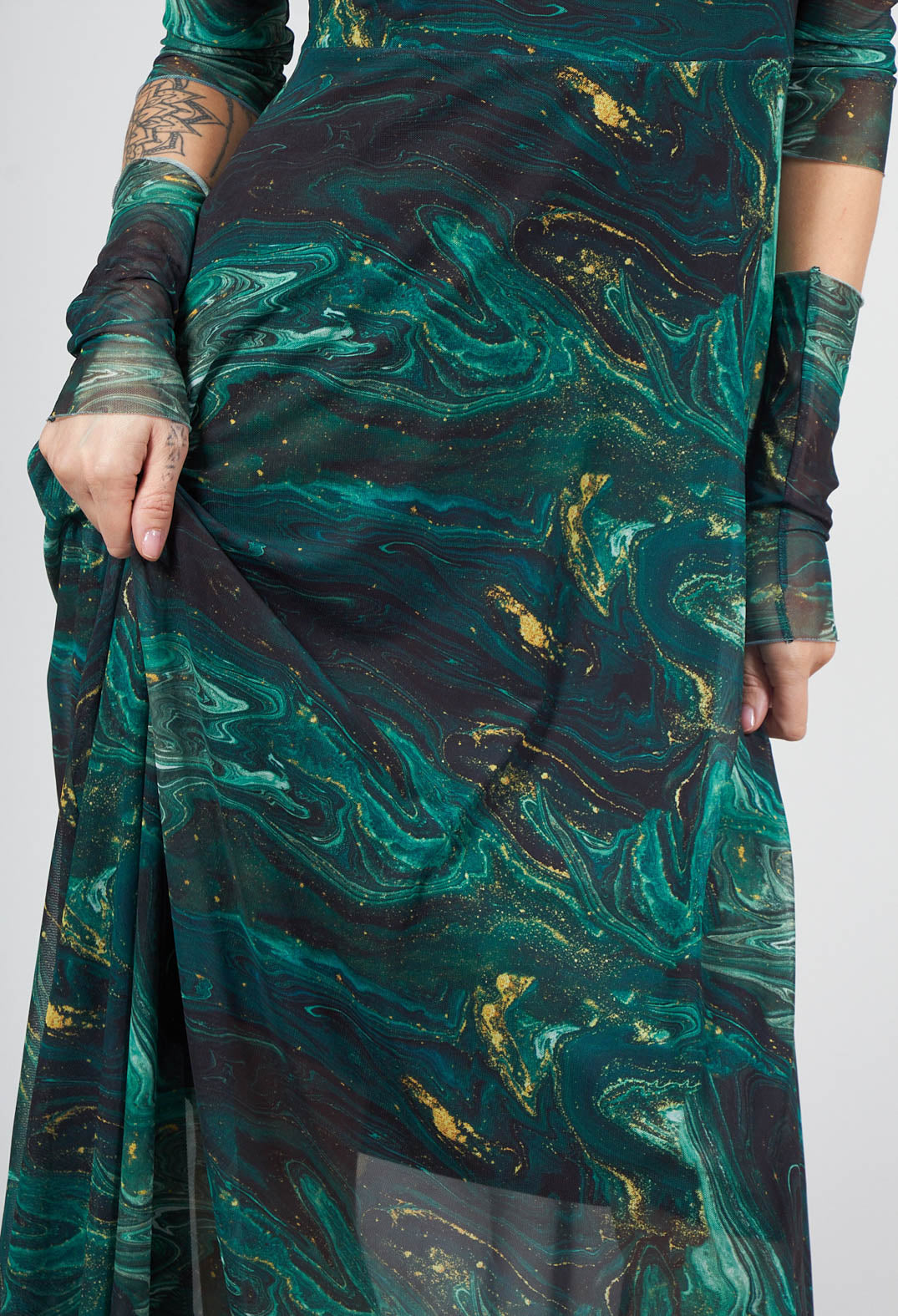 Puna Dress in Black Dark Green
