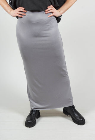 Zigi Long Jersey Fitted Skirt in Light Grey