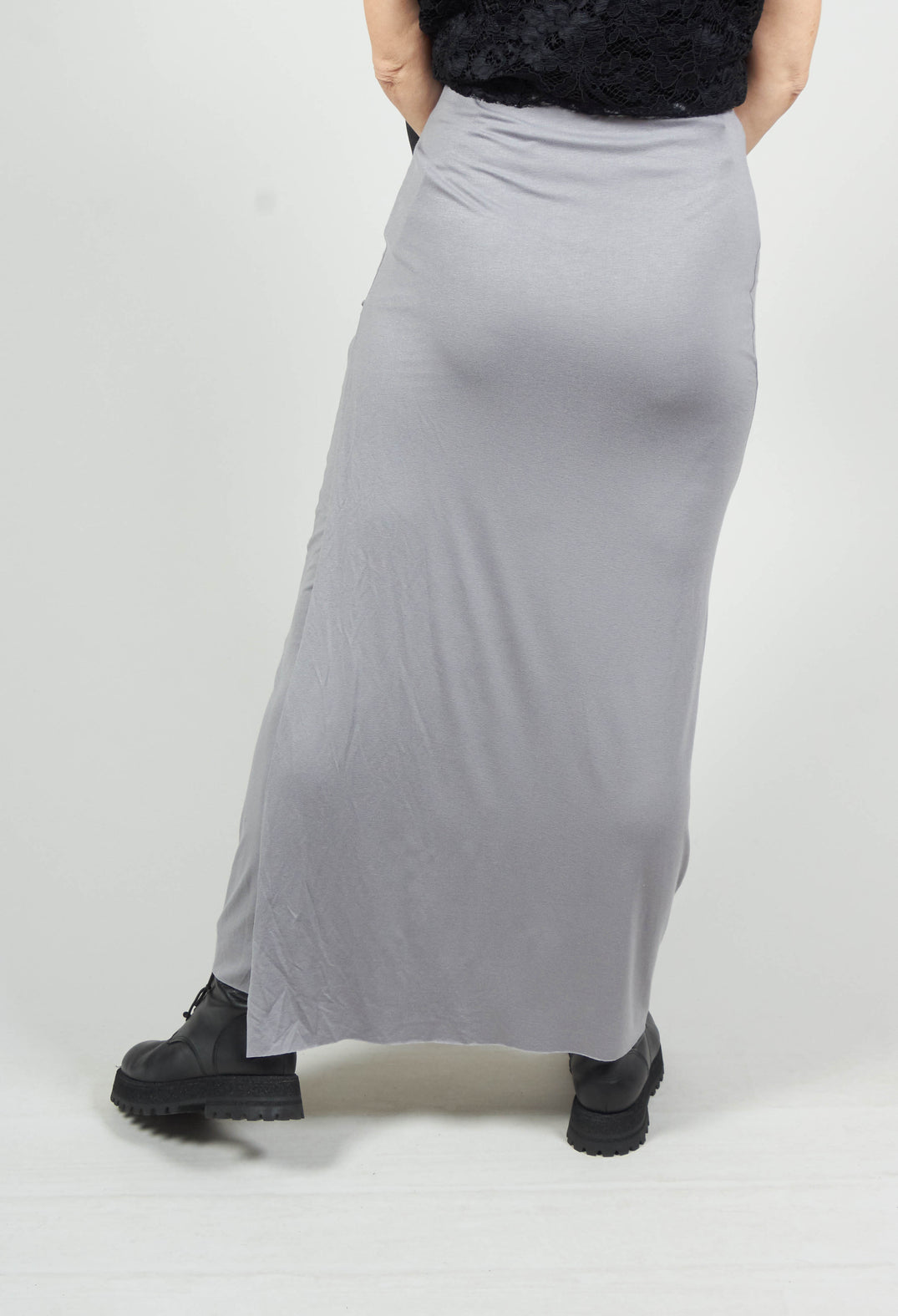 Zigi Long Jersey Fitted Skirt in Light Grey