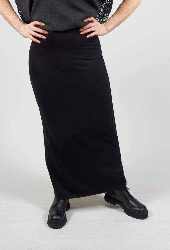 Zigi Long Jersey Fitted Skirt in Black