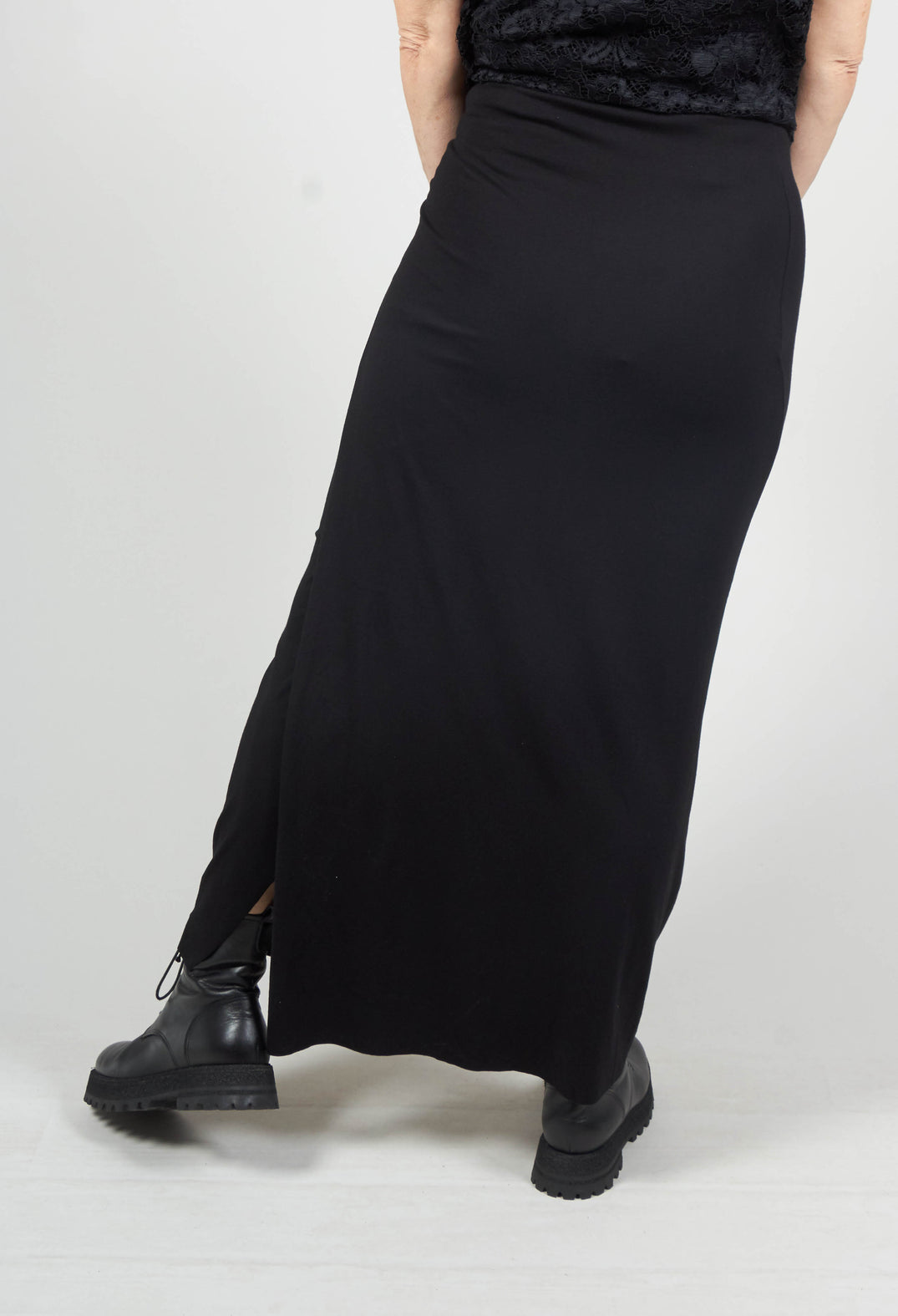 Zigi Long Jersey Fitted Skirt in Black