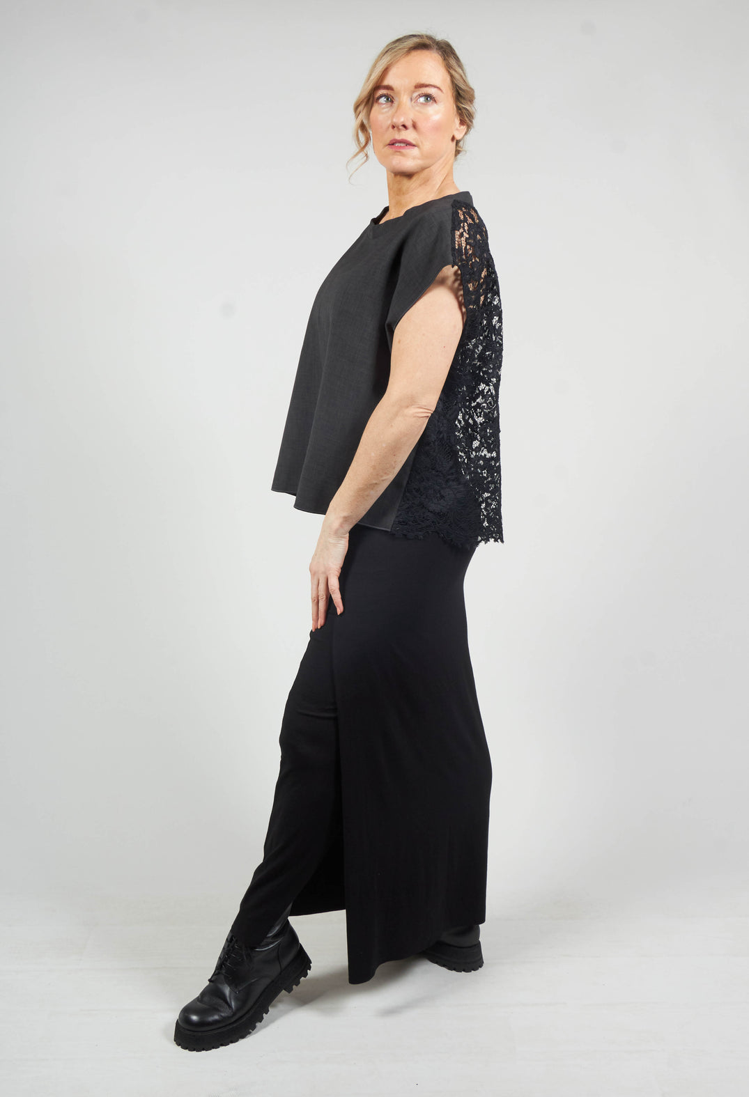 Zigi Long Jersey Fitted Skirt in Black