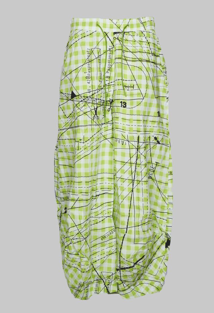 Relaxed Fit Trousers with Elasticated Waist in Kiwi Print