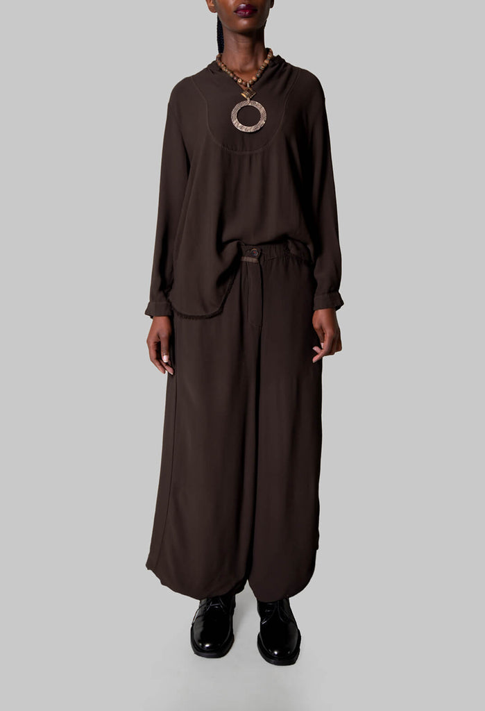 Long Sleeved Stefy Shirt in Brown