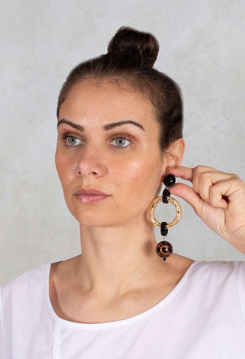 Ring And Part Eardrops in Spotted Brown