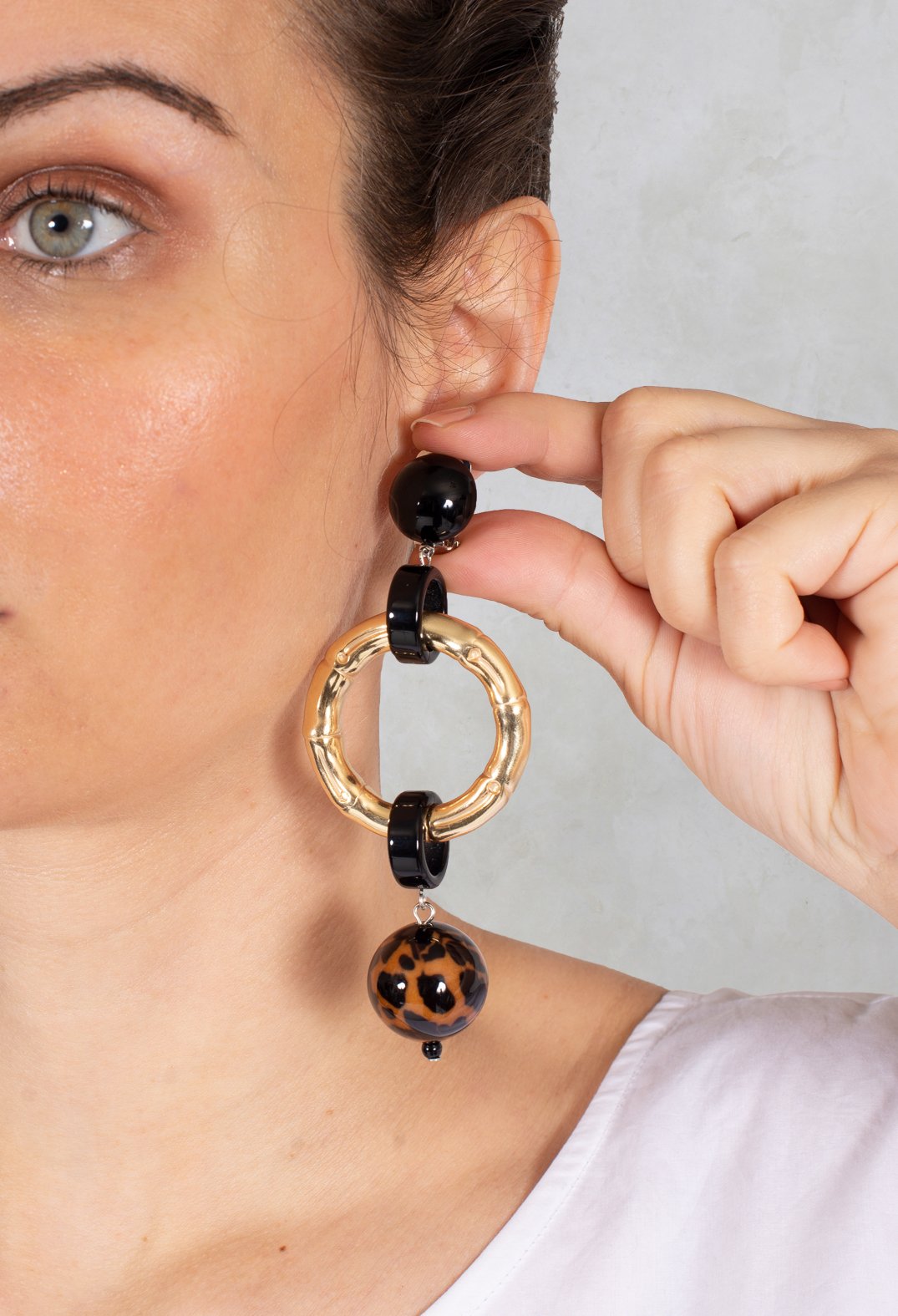 Ring And Part Eardrops in Spotted Brown