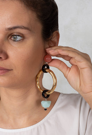 Ring and Part Eardrops in Gold
