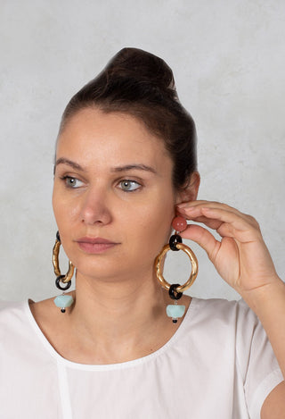 Ring and Part Eardrops in Gold