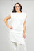 Ruched Shoulder Padded Dress in White