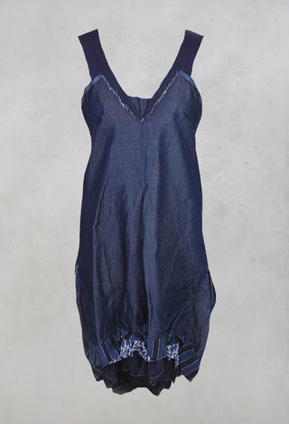 Summer Dress with Ruched Hemline in Blue