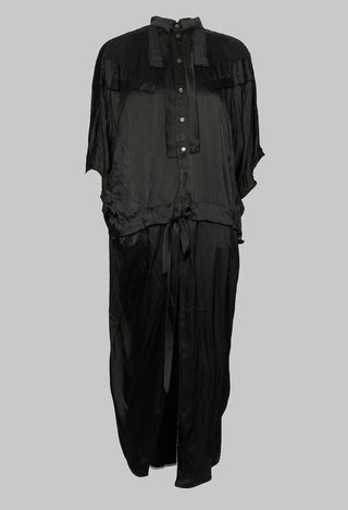 Satin Silk Shirt Dress in Anthracite