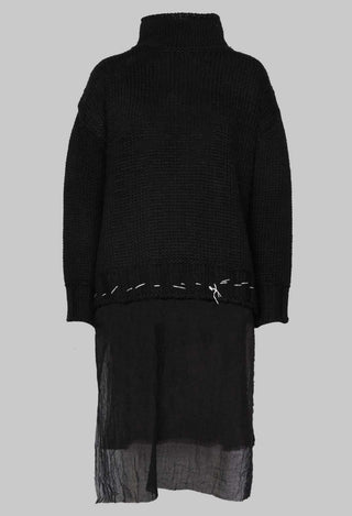 Seamed Sweater with Gauze in Black