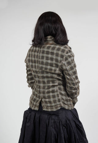 Sheer Fitted Jacket in Linen Check