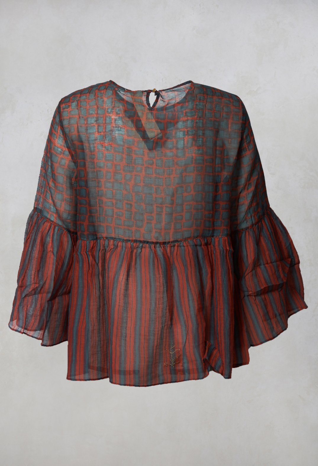 Sheer Peplum Top in Slate