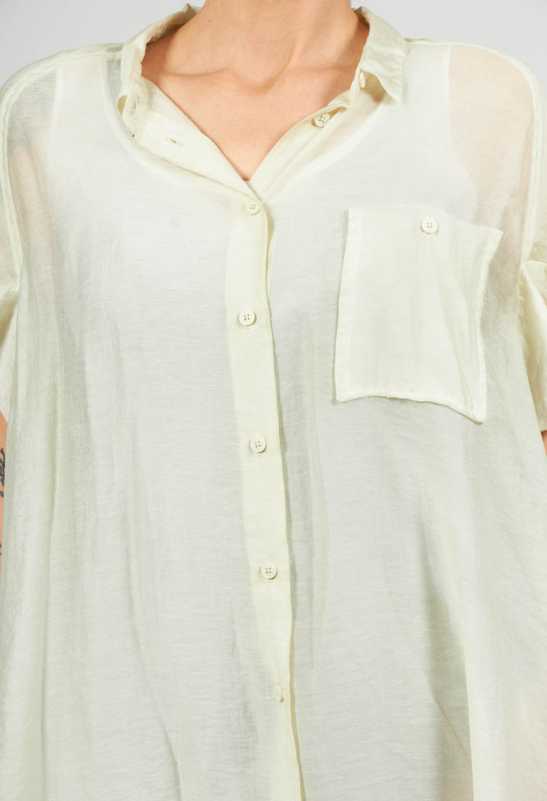 Sheer Shirt Dress in Pearl