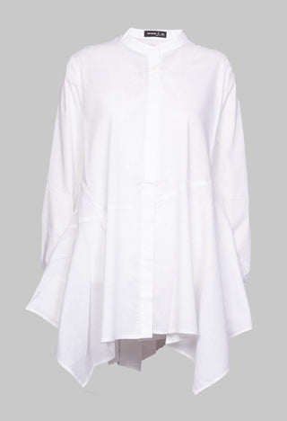 Shirt Dress with Grandad Collar in White