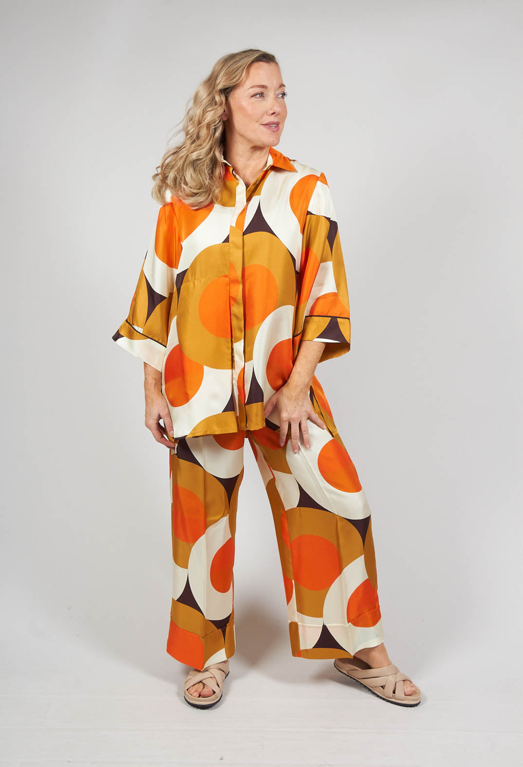 circle print silk blouse Beatrice B