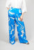 pretty silk trousers in blue macro print