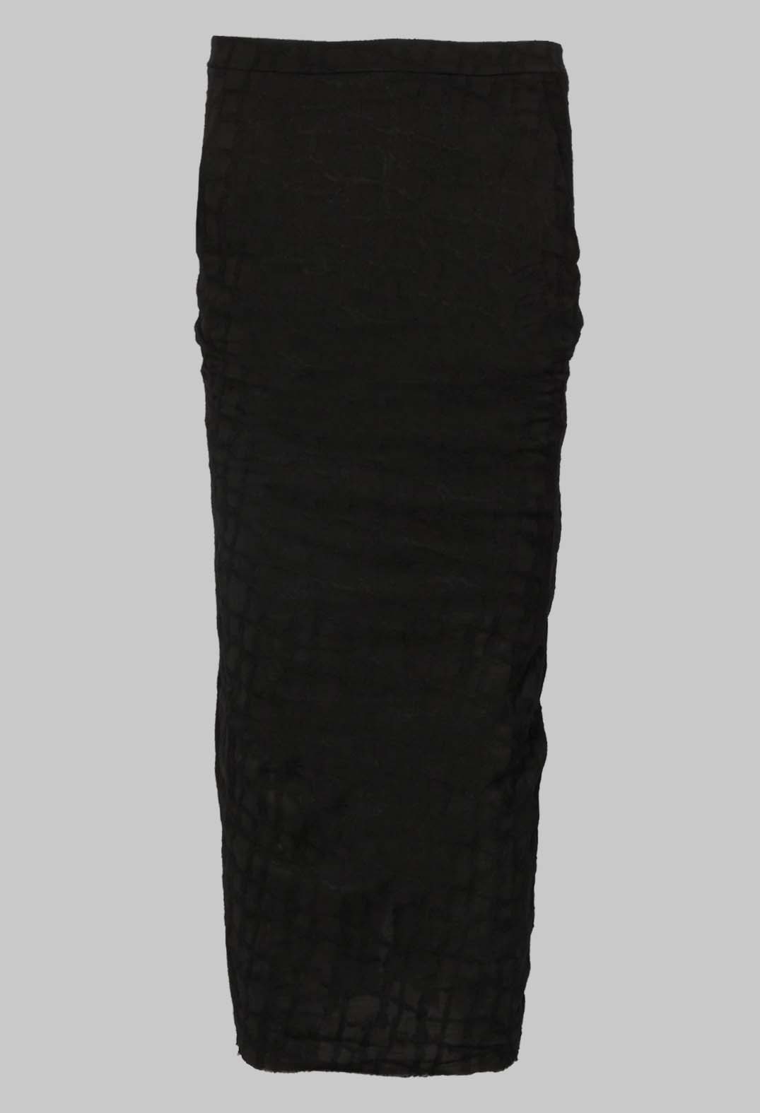 Silky Slim Skirt with Split in Black