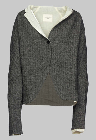 Single Button Herringbone Blazer in Grey